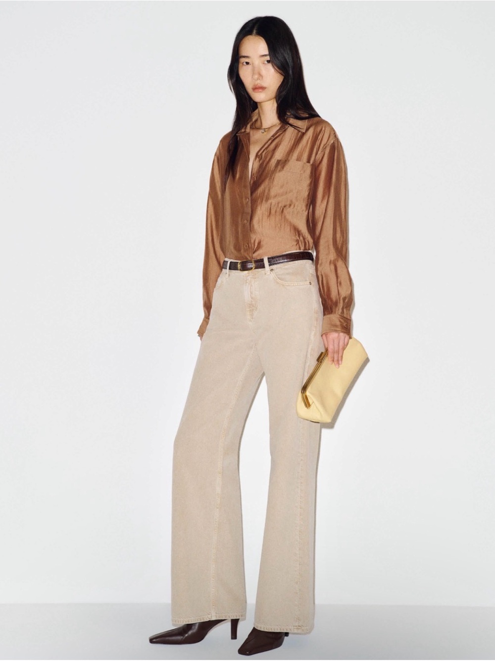Reformation oversized Silk Shirt Sz S bronze